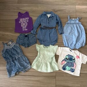 Baby girl 24 months clothes bundle dress, tops, and shorts